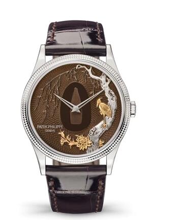 Review 2023 Patek Philippe Calatrava 5177 Tsuba – Bird and Branches Replica Watch 5177G-036 - Click Image to Close